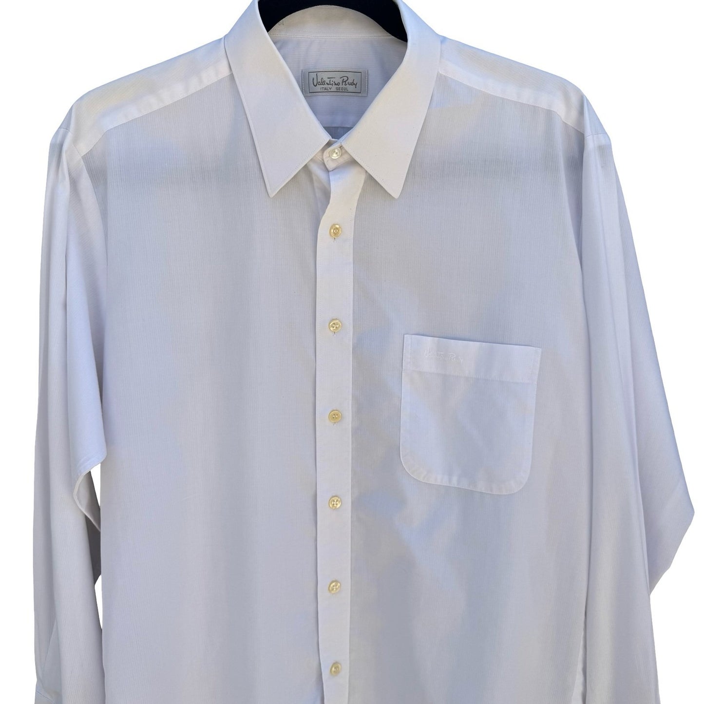 Valentino Rudy Vintage Mens L Minimalist White Long Sleeve Dress Shirt Corporate