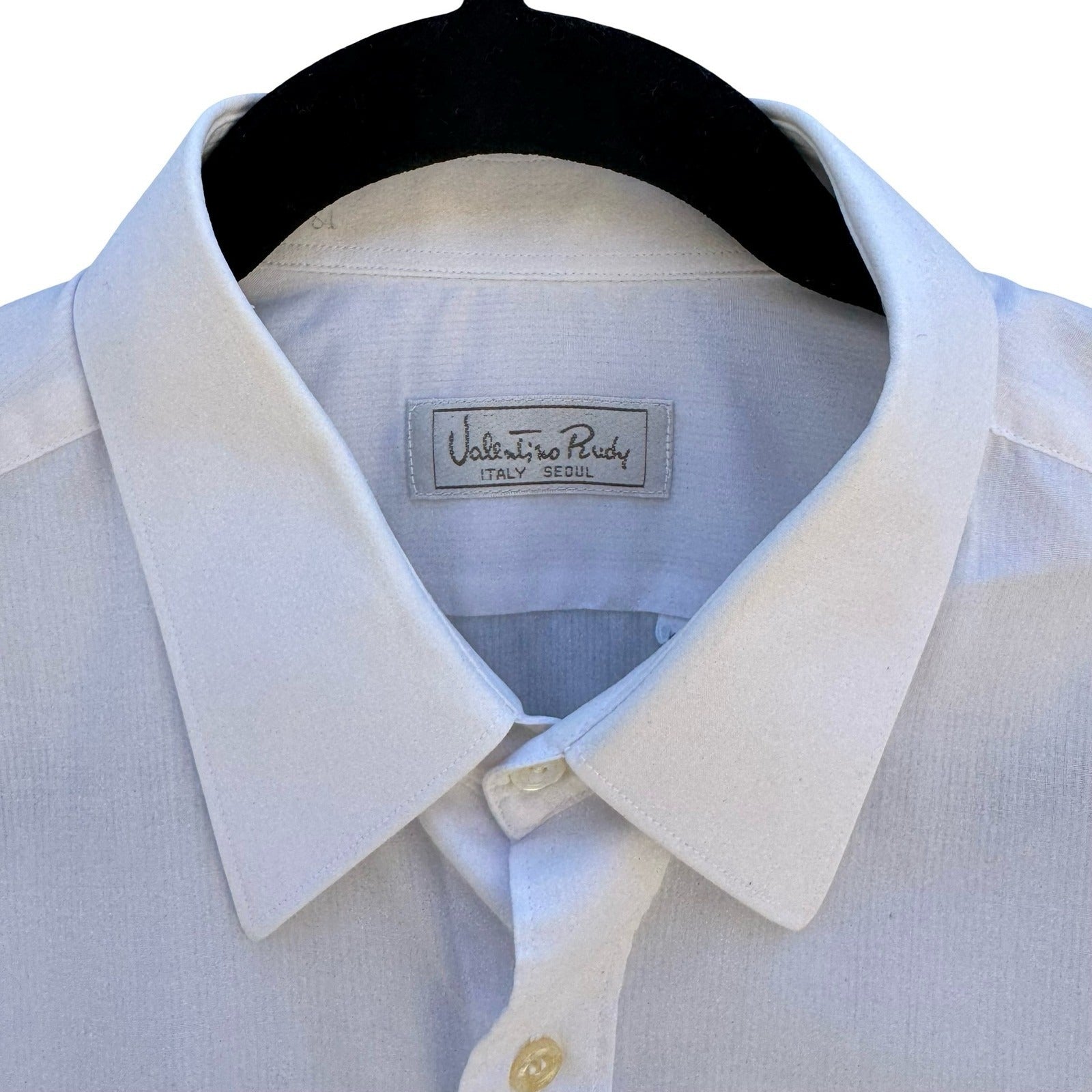 Valentino Rudy Vintage Mens L Minimalist White Long Sleeve Dress Shirt Corporate