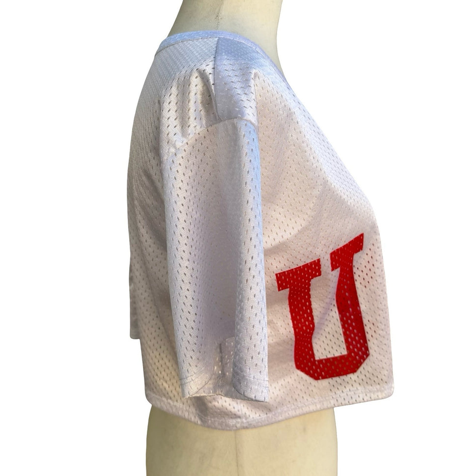 Oboe USA Mesh Jersey Crop Top USA Graphic Athletic Streetwear Americana White M