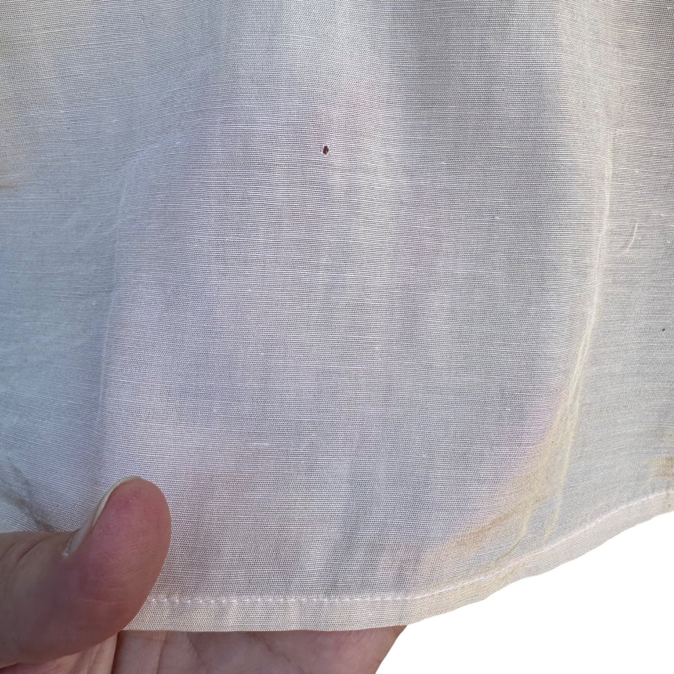 Royal Silk Vintage Silk Cotton Blend Womens Ivory Pleated Long Sleeve Blouse 10