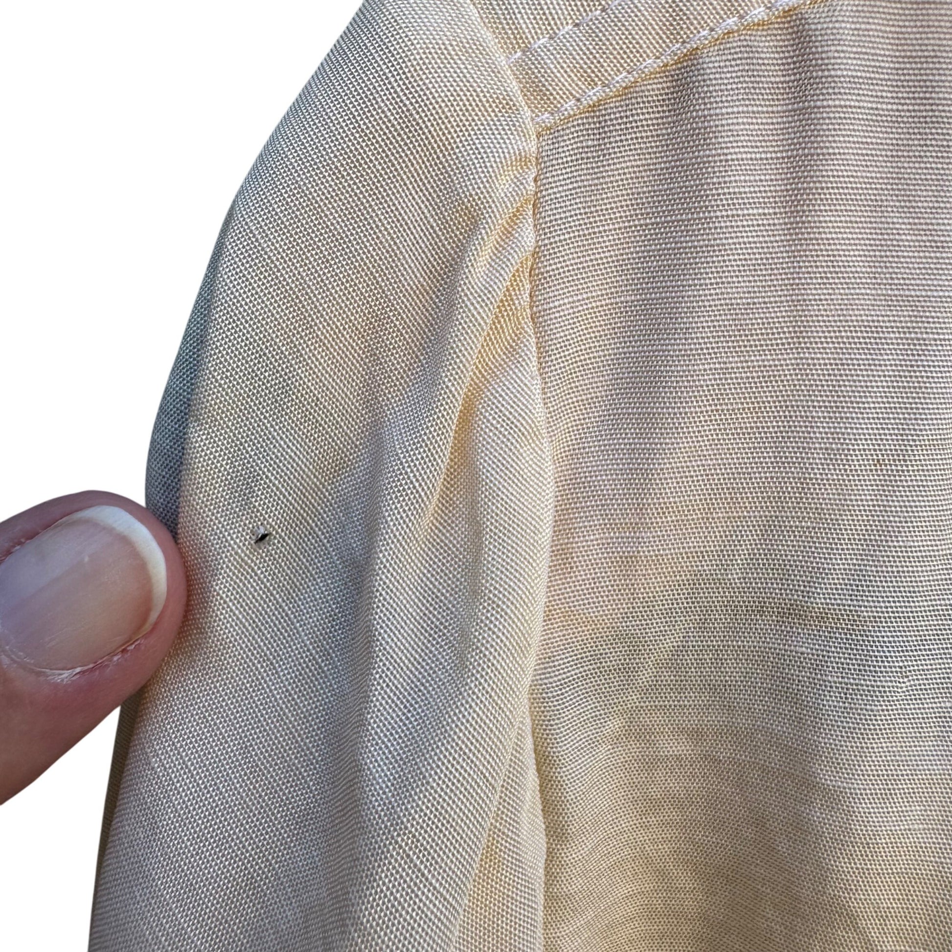 Royal Silk Vintage Silk Cotton Blend Womens Ivory Pleated Long Sleeve Blouse 10