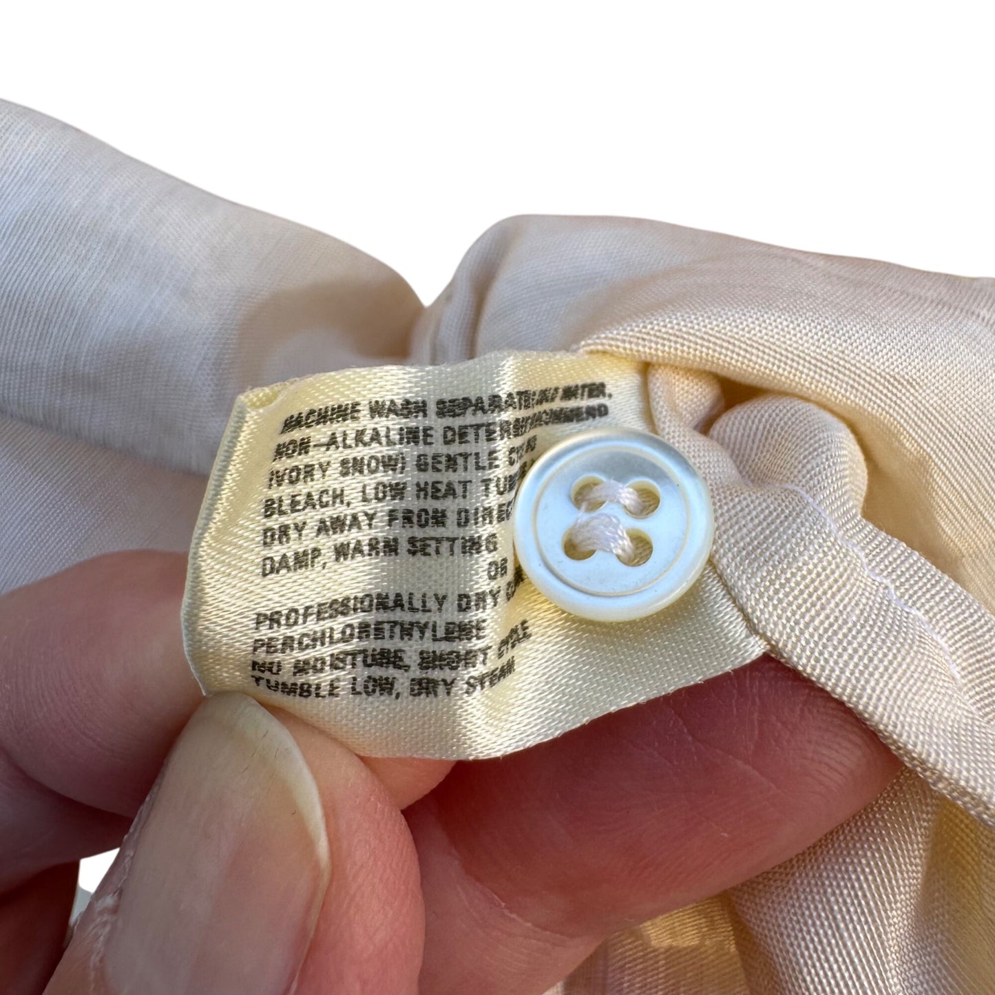 Royal Silk Vintage Silk Cotton Blend Womens Ivory Pleated Long Sleeve Blouse 10