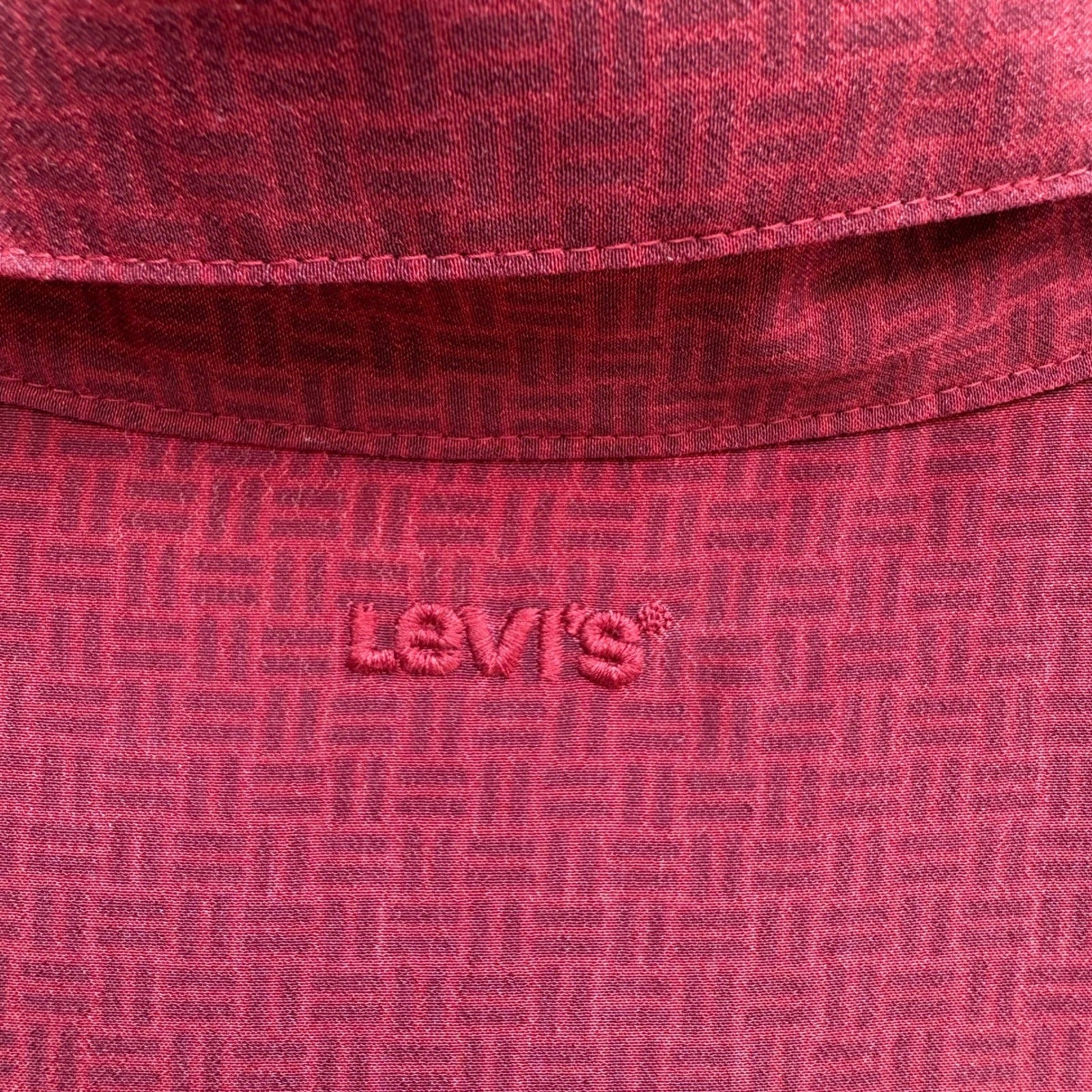 Levis Darla Womens Red Tiered Maxi Shirtdress Puff Sleeve Western Boho Prairie L