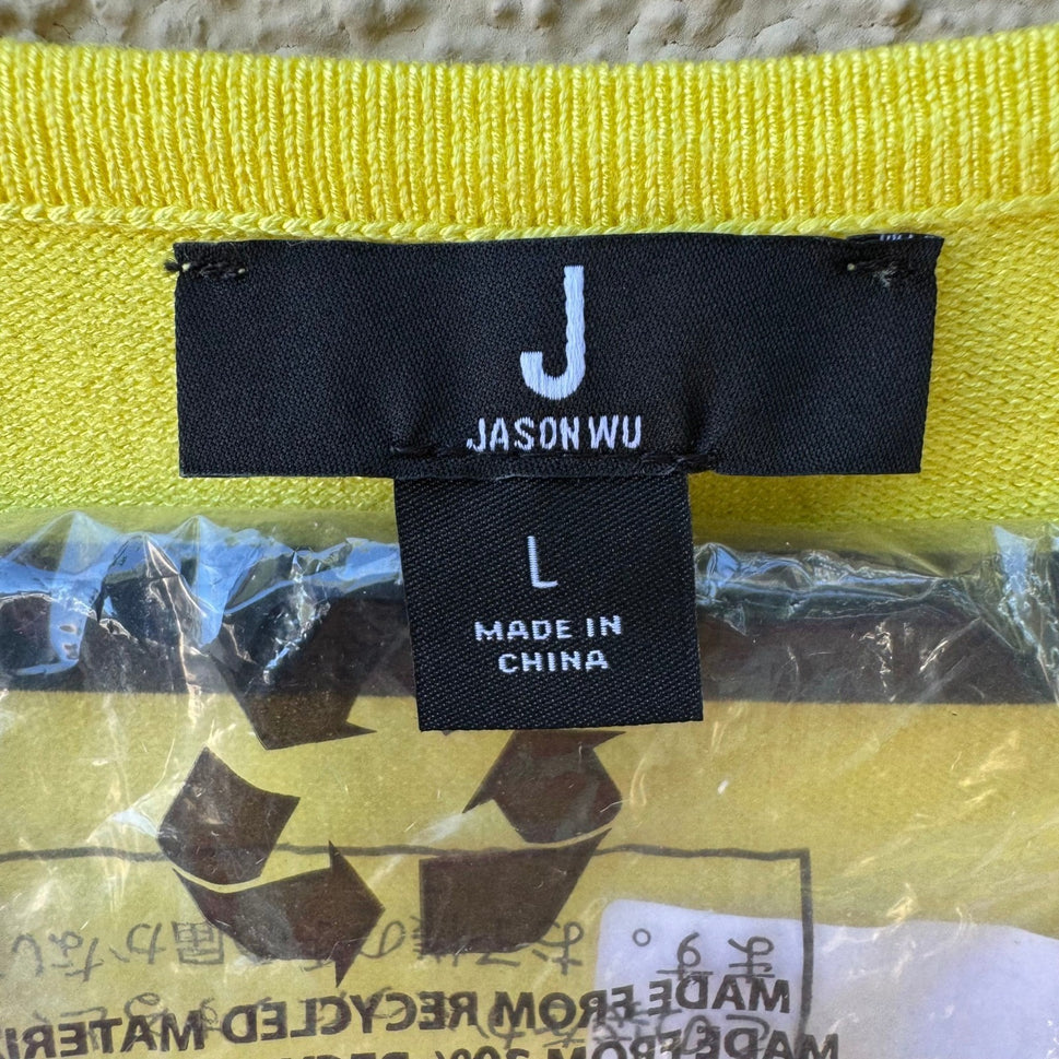 Jason Wu Pointelle Hem Knit Minimalist Layering Shell Yellow Tank Top L NEW