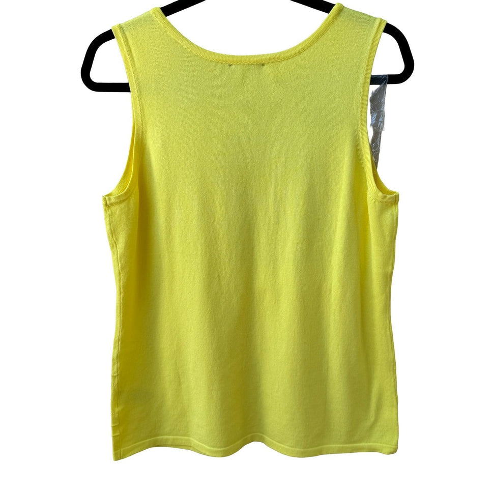 Jason Wu Pointelle Hem Knit Minimalist Layering Shell Yellow Tank Top L NEW