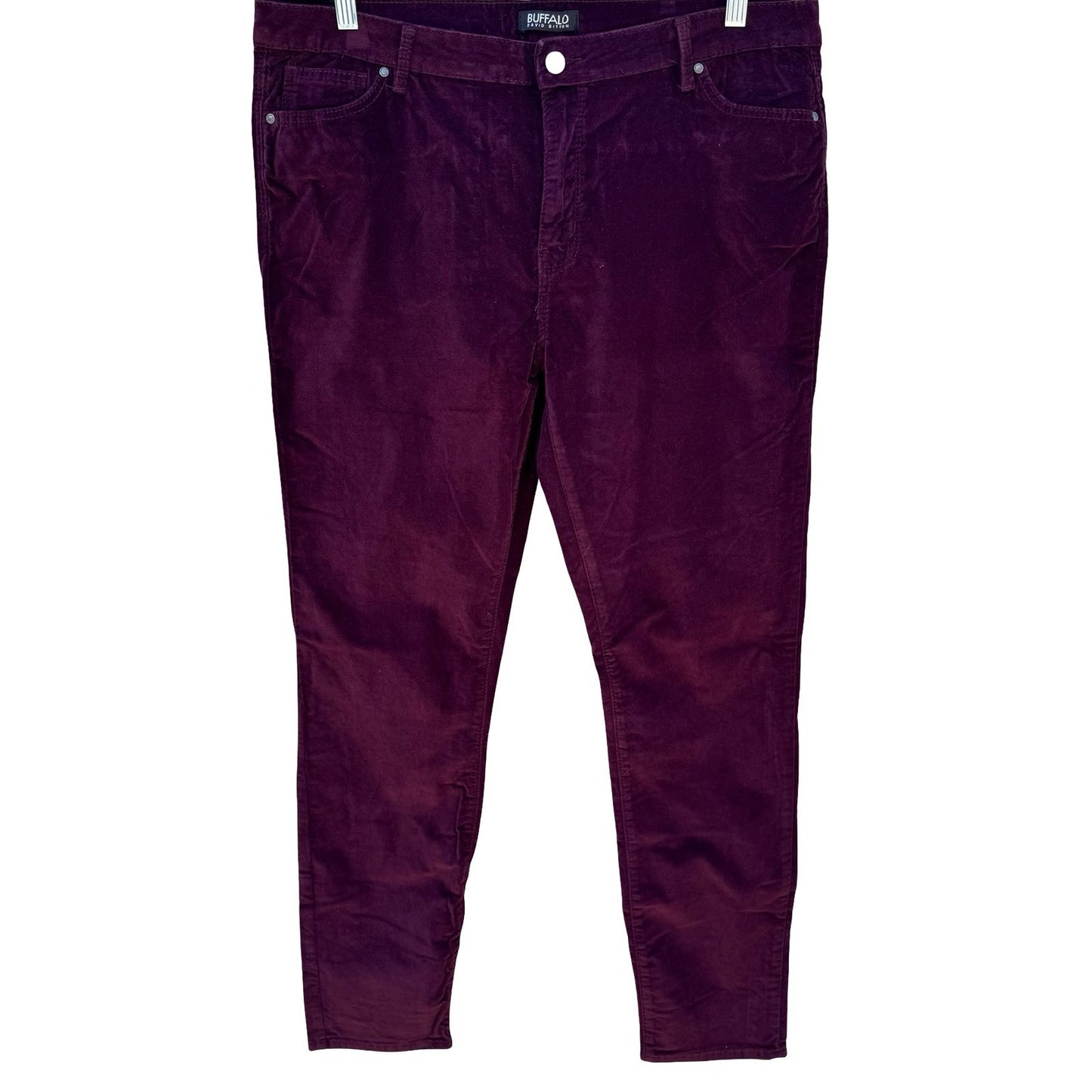 Buffalo David Bitton Mirage Purple Corduroy Skinny Pants Burgundy Wine Womens 14