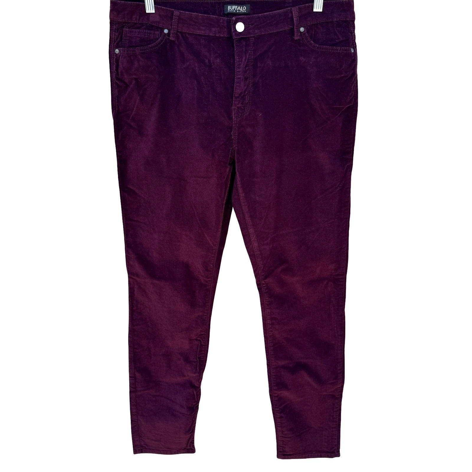Buffalo David Bitton Mirage Purple Corduroy Skinny Pants Burgundy Wine Womens 14
