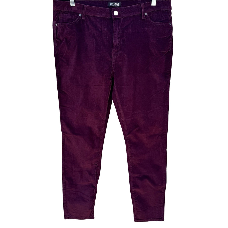 Buffalo David Bitton Mirage Purple Corduroy Skinny Pants Burgundy Wine Womens 14