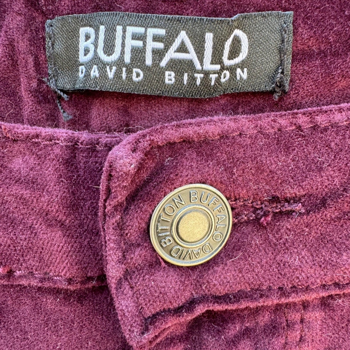 Buffalo David Bitton Mirage Purple Corduroy Skinny Pants Burgundy Wine Womens 14