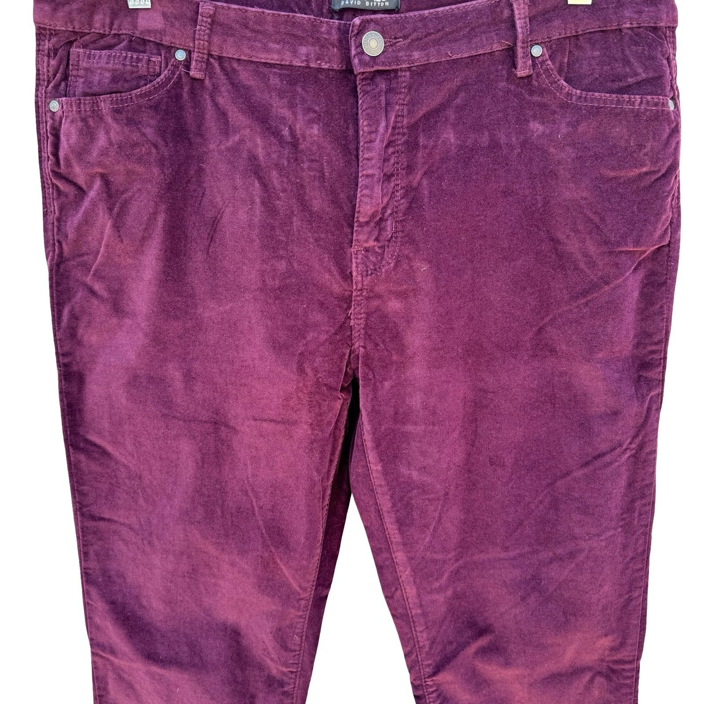 Buffalo David Bitton Mirage Purple Corduroy Skinny Pants Burgundy Wine Womens 14