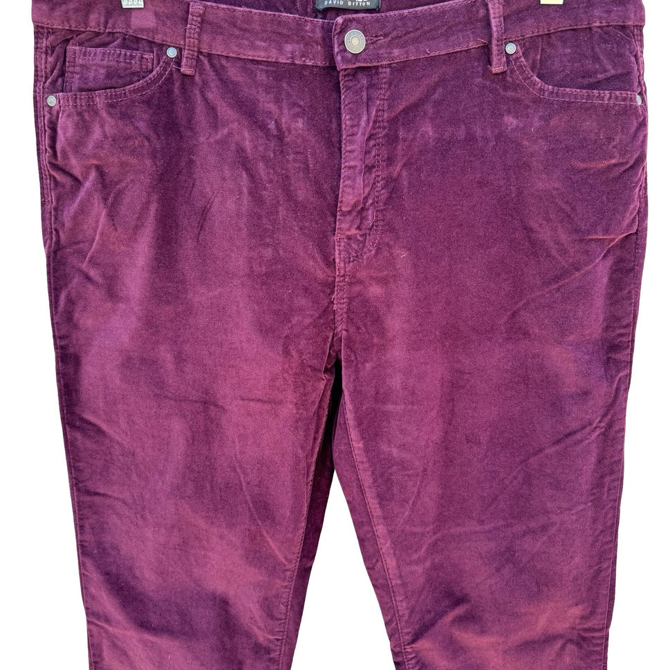 Buffalo David Bitton Mirage Purple Corduroy Skinny Pants Burgundy Wine Womens 14