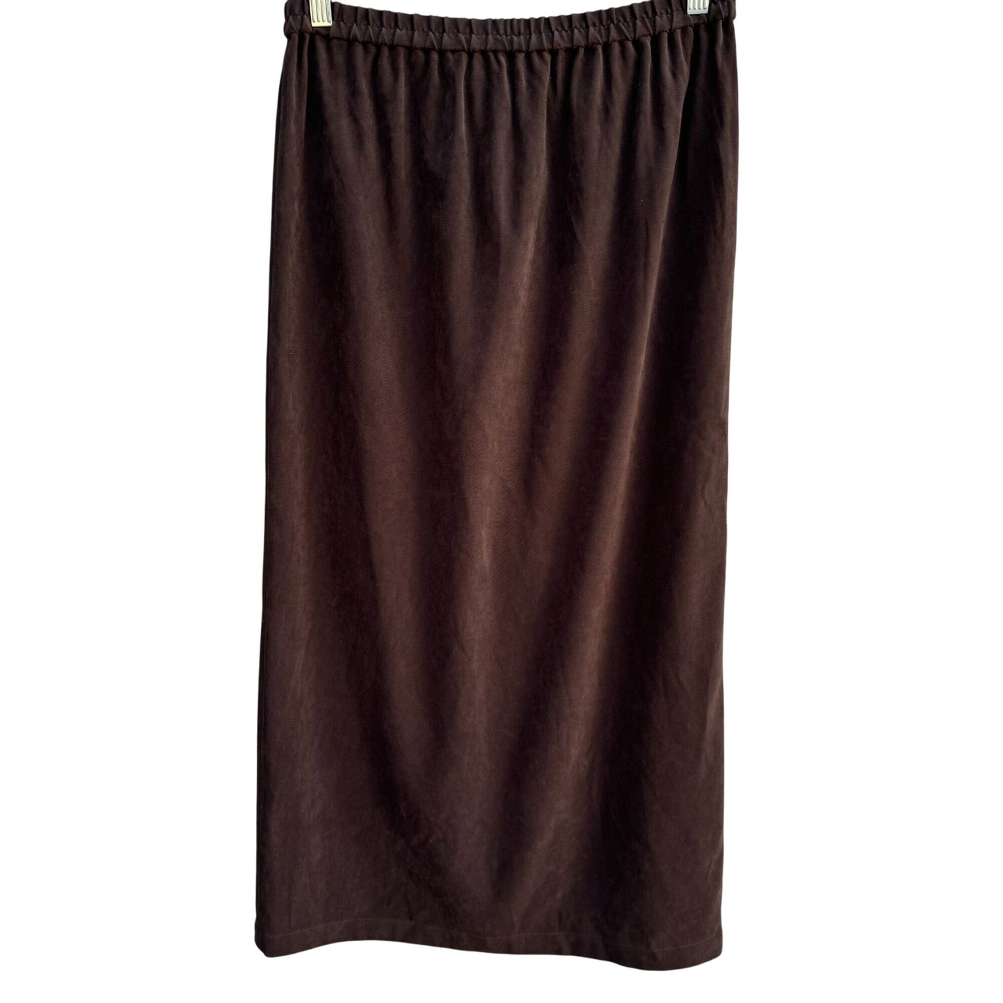 Jamie S Casuals Womens Suede Look Lined Brown Elastic Waist Pencil Midi Skirt S