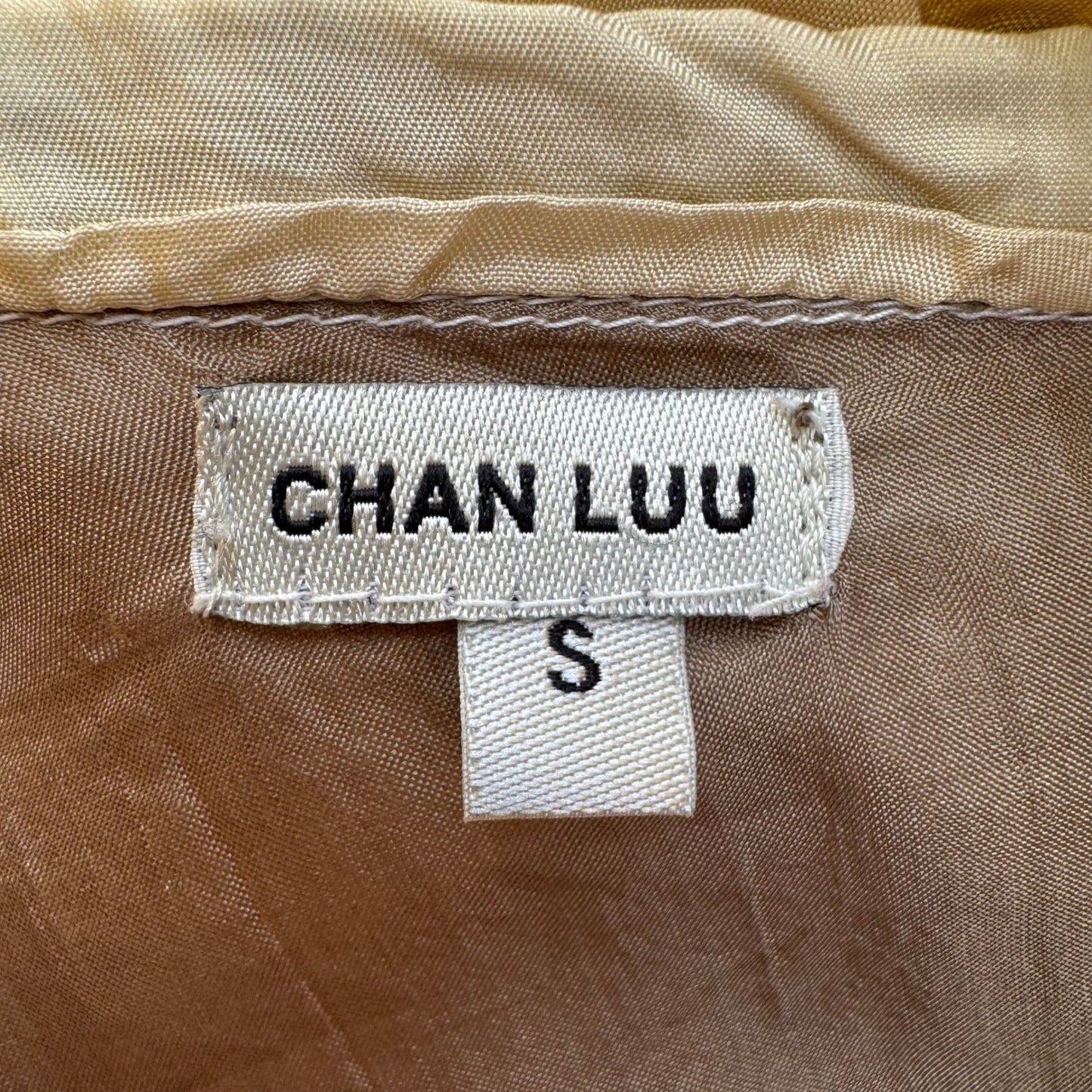 Chan Luu Y2K Silk Boho Minimalist Flowy Ethereal Yellow Colorblock Midi Skirt S