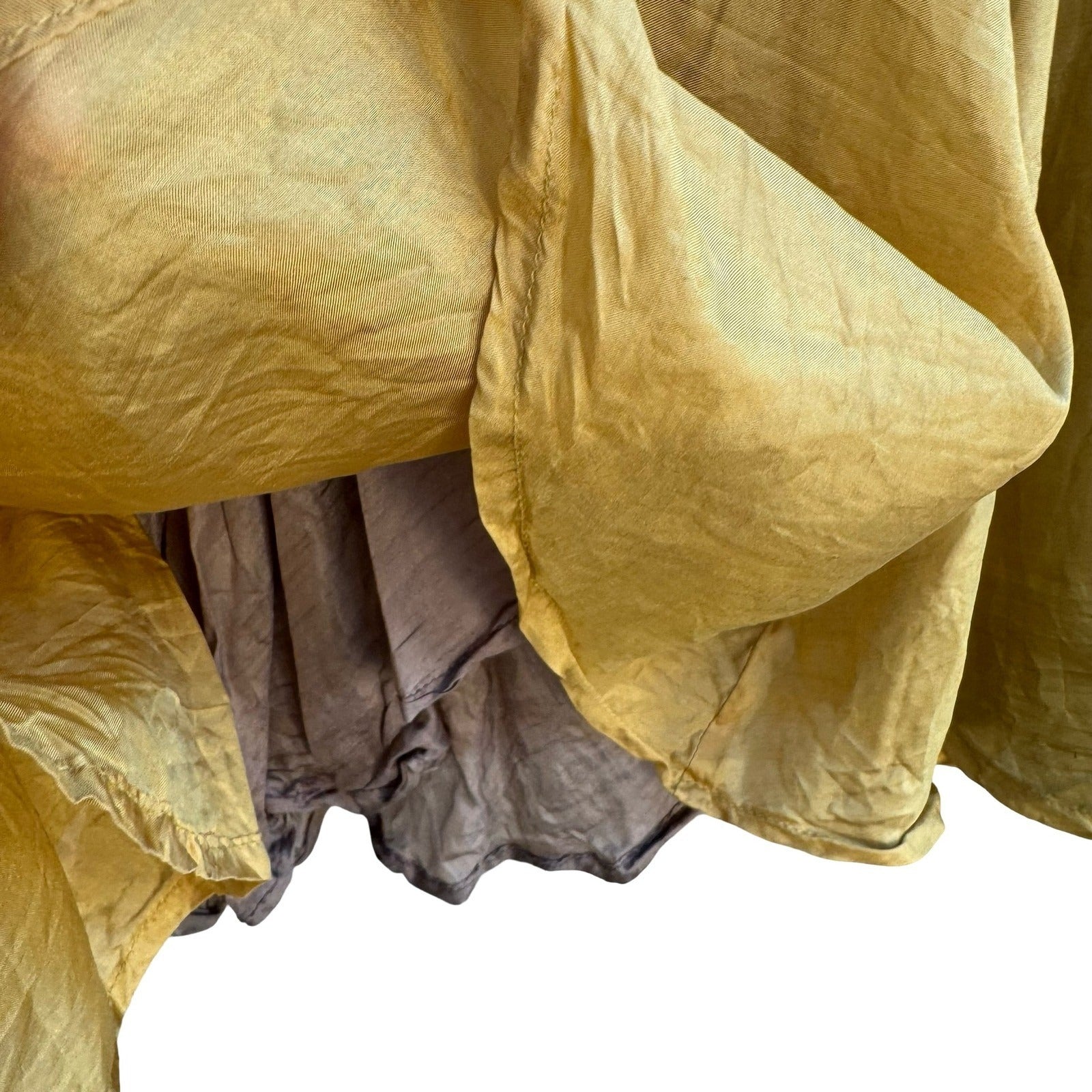 Chan Luu Y2K Silk Boho Minimalist Flowy Ethereal Yellow Colorblock Midi Skirt S