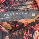 Switch Zara Woman Boho Dark Floral Sheer Lace Smocked High Neck Balloon Sleeve Blouse 2 image