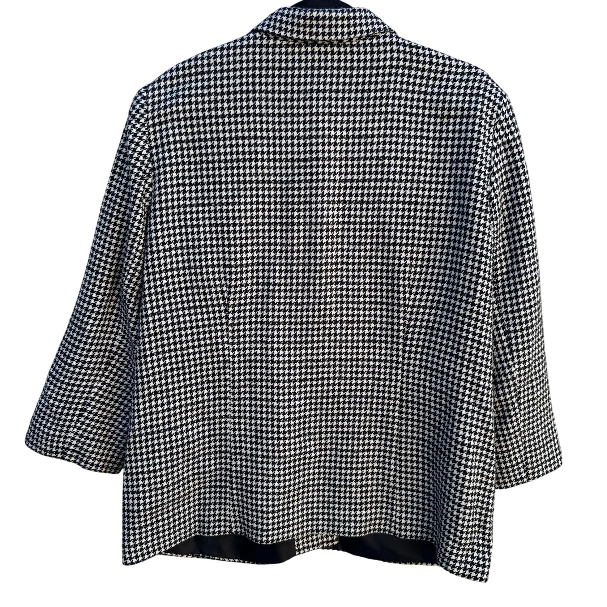 Sag Harbor Womens Houndstooth Metallic Stitching Button-Up Jacket Blazer 16