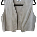 Switch The Kollection Ltd Vintage 70s Beige Linen Open Front Cropped Vest Womens Tan 3 image