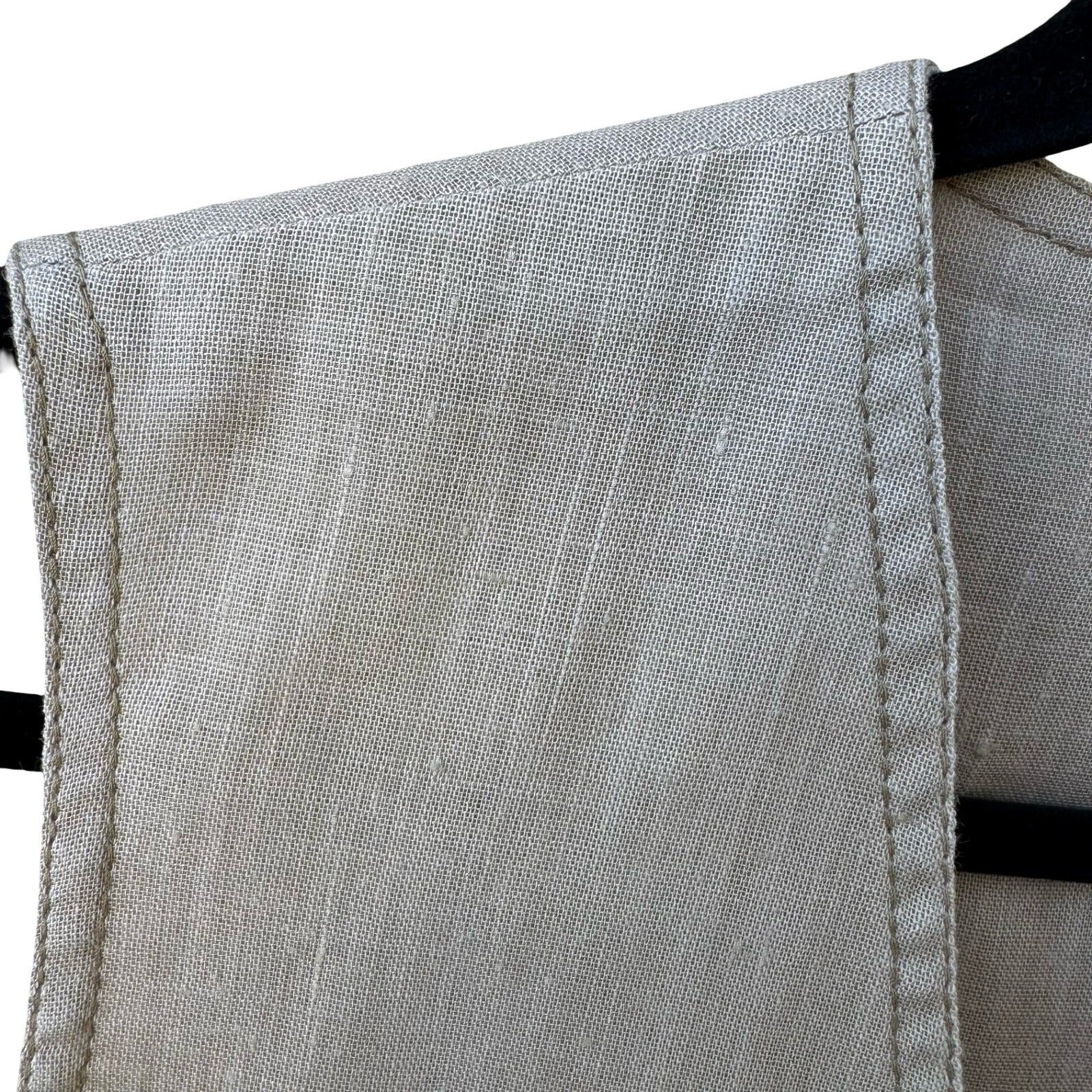 The Kollection Ltd Vintage 70s Beige Linen Open Front Cropped Vest Womens Tan