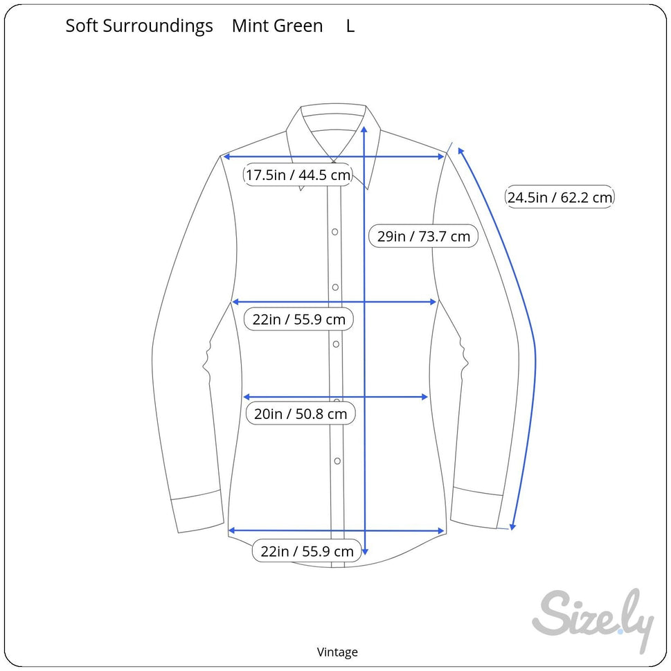 Soft Surroundings Womens Silk Pearlized Button Long Sleeve Mint Shirt Blouse L