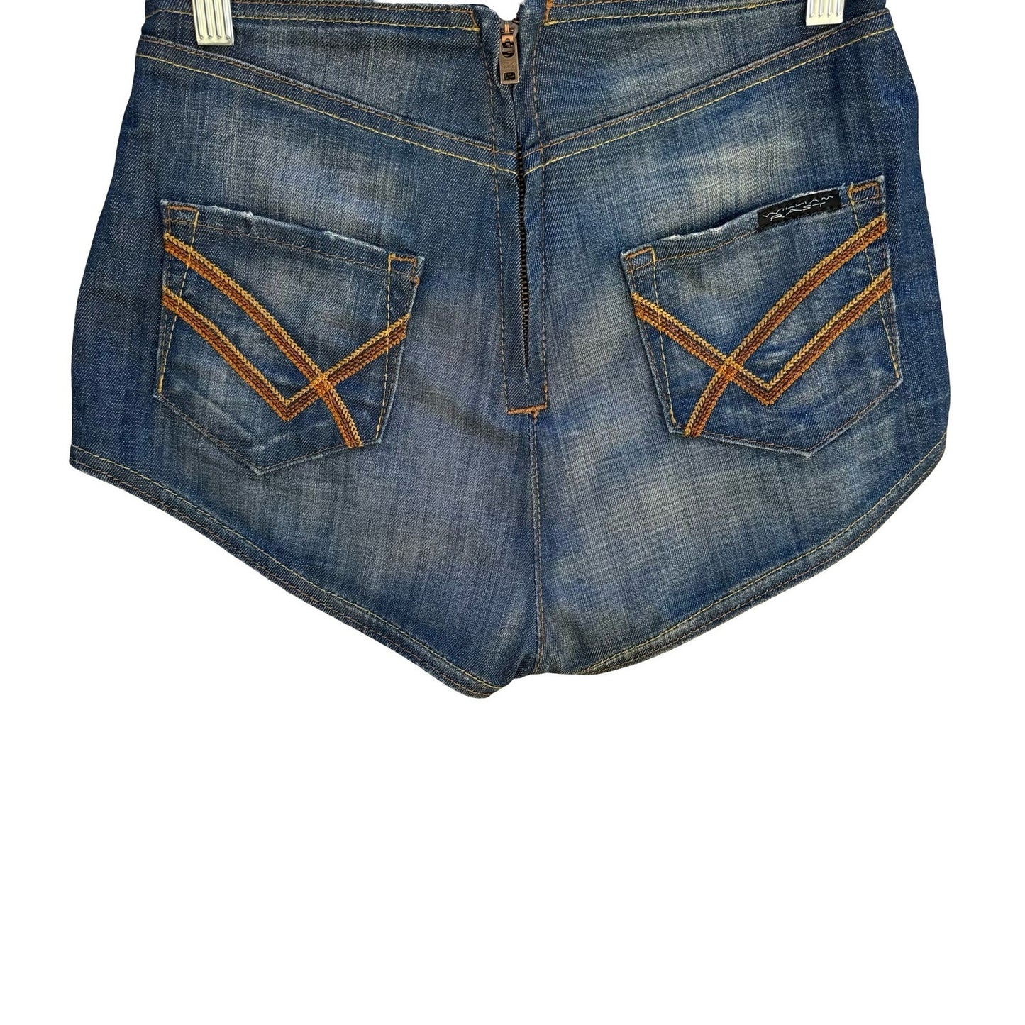 William Rast Y2K High Waisted Cheeky Denim Micro Shorts Hot Pants Back Zip 26