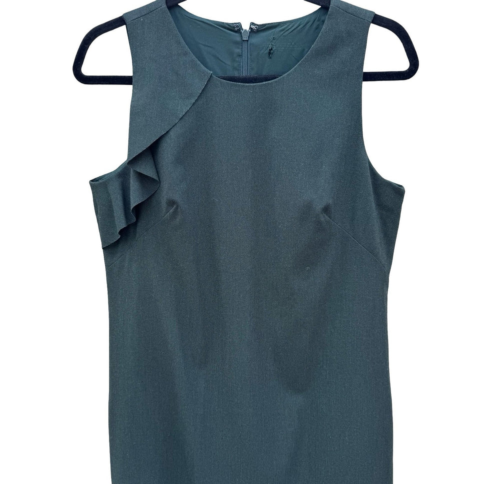 Banana Republic Dark Green Asymmetrical Flounce Ruffle Sheath Dress 888528-00