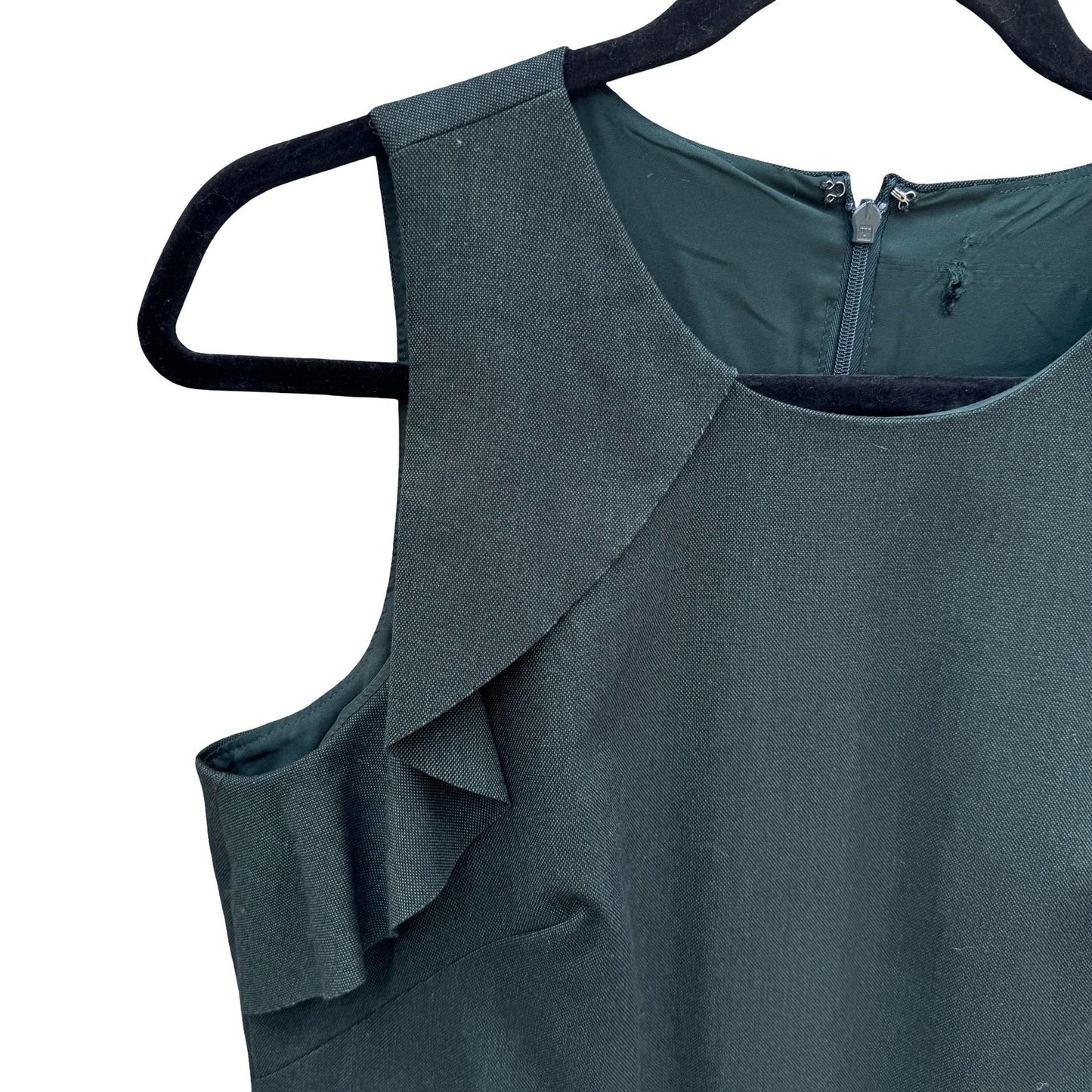 Banana Republic Dark Green Asymmetrical Flounce Ruffle Sheath Dress 888528-00