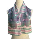 Switch Vintage Made in France Sheer Silk Scarf Watercolor Floral Striped Pink Green 2 image