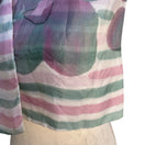 Switch Vintage Made in France Sheer Silk Scarf Watercolor Floral Striped Pink Green 3 image