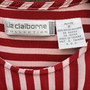 Switch Liz Claiborne Vintage Red Pink Striped Button Shoulder Blouse Womens 4 Nautical 2 image