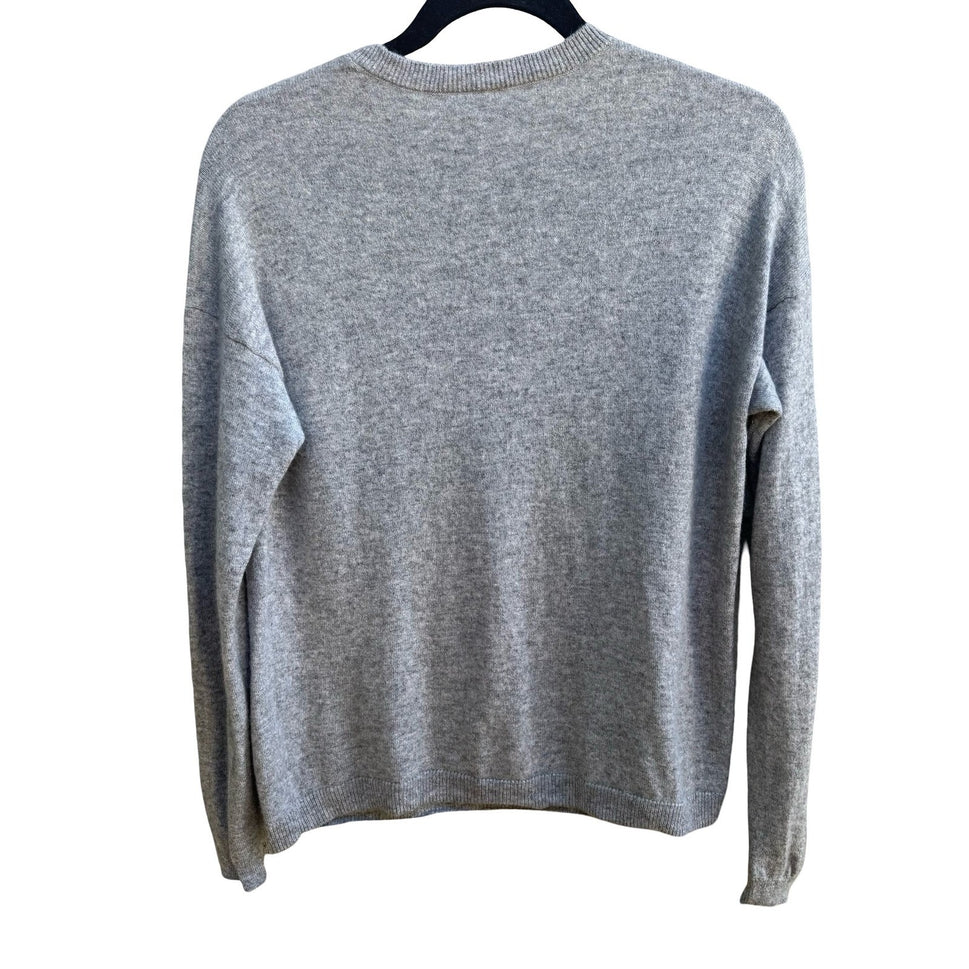 Vince 100% Cashmere Quiet Luxury Minimalist Preppy Crewneck Sweater Gray Mens S