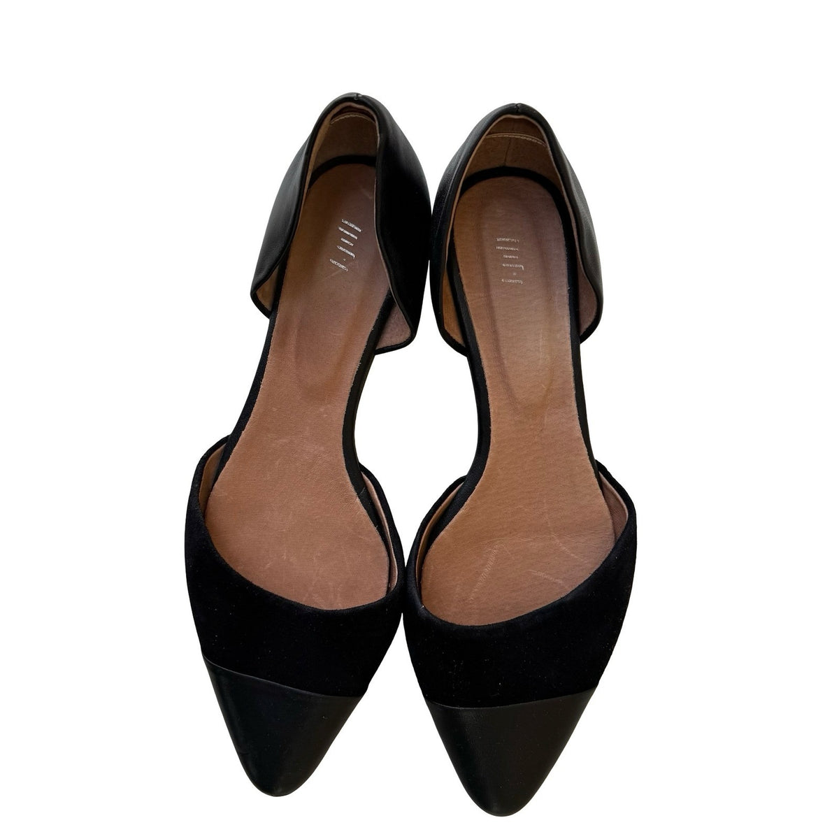 J. Jill D'Orsay Minimalist Quiet Luxury Pointed Cap Toe Flats Black Womens 11