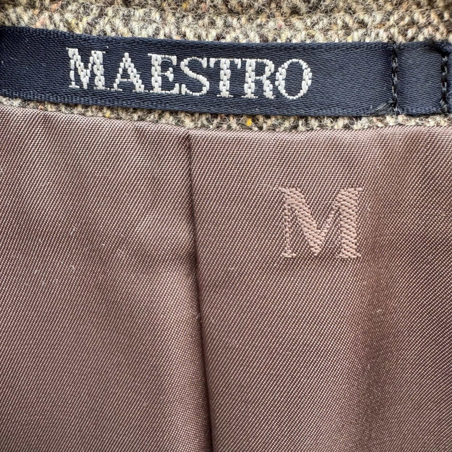 Maestro LG Fashion Mens Brown Herringbone 100% Wool 3-Button Blazer Sport Coat