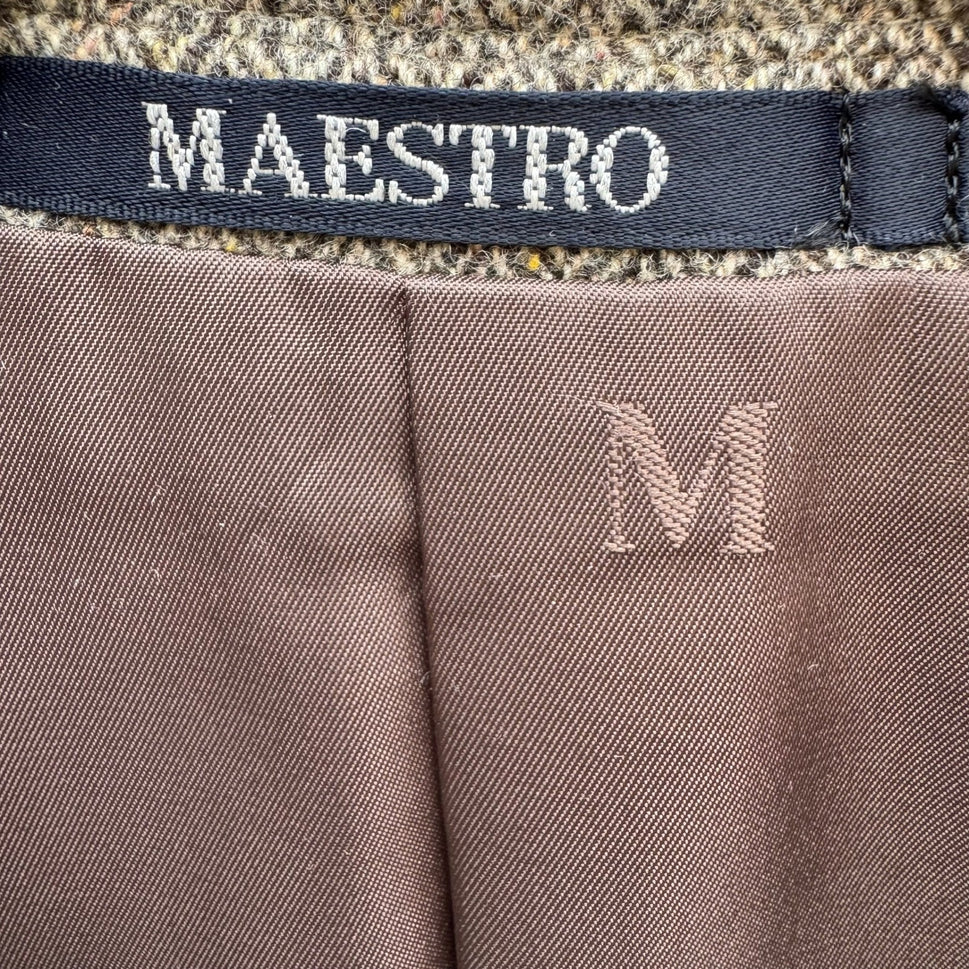 Maestro LG Fashion Mens Brown Herringbone 100% Wool 3-Button Blazer Sport Coat