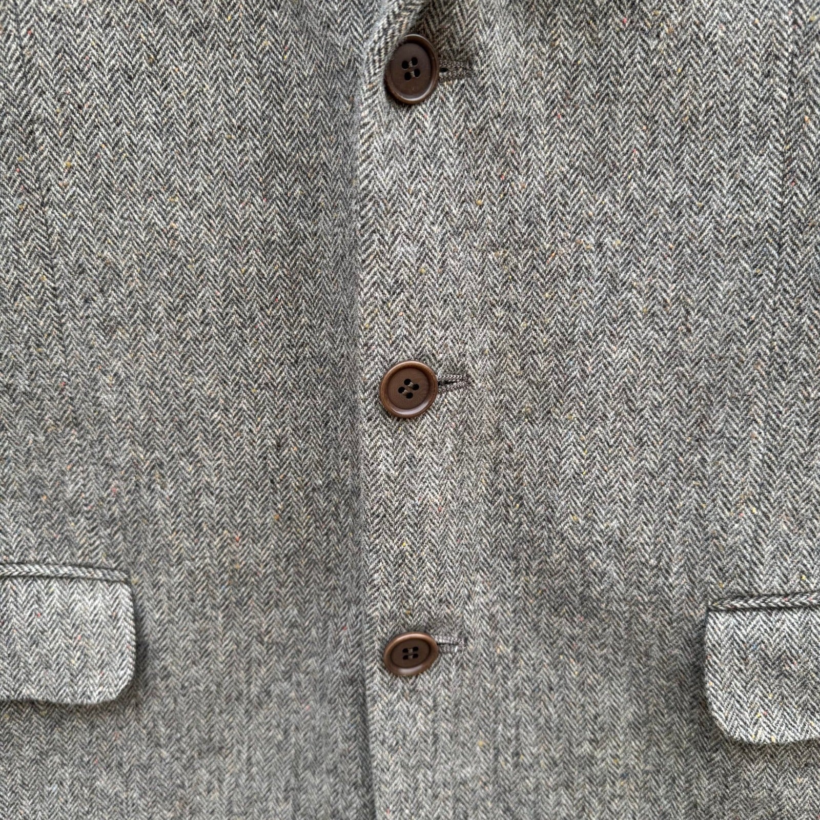 Maestro LG Fashion Mens Brown Herringbone 100% Wool 3-Button Blazer Sport Coat