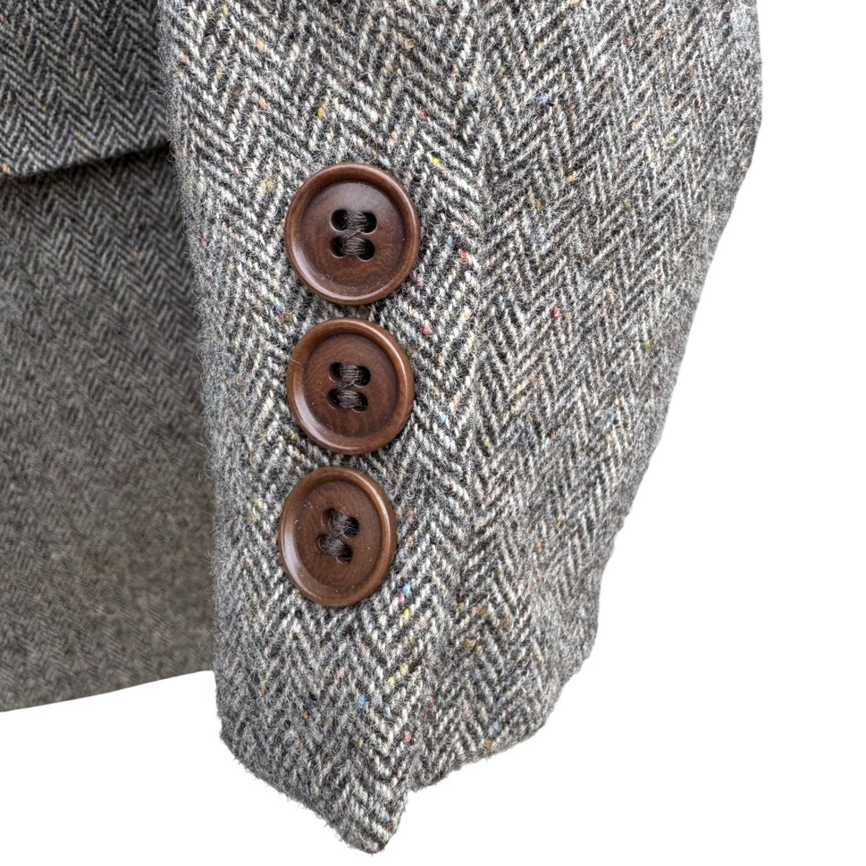 Maestro LG Fashion Mens Brown Herringbone 100% Wool 3-Button Blazer Sport Coat