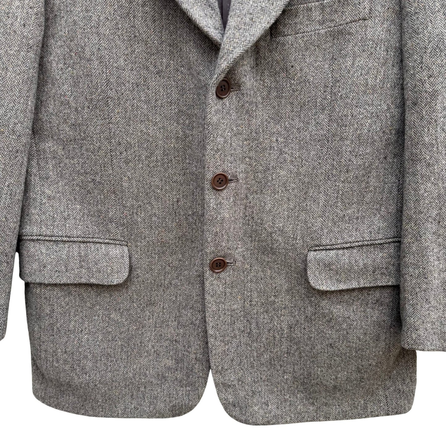 Maestro LG Fashion Mens Brown Herringbone 100% Wool 3-Button Blazer Sport Coat