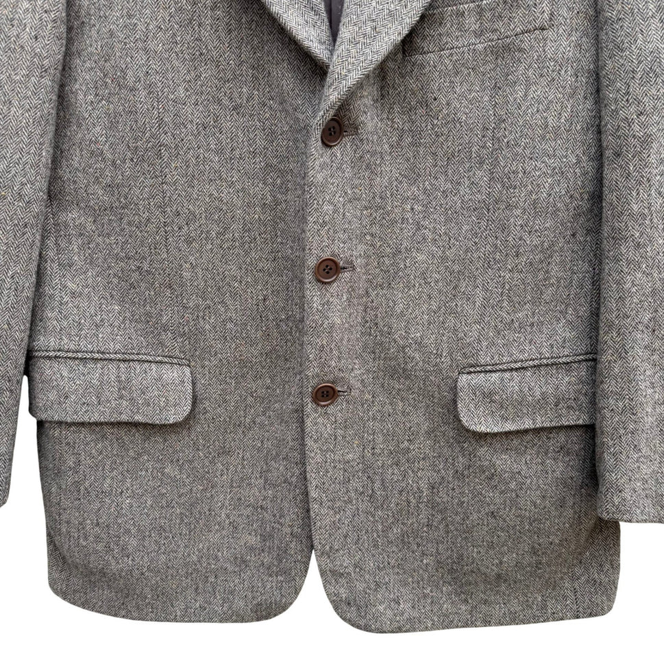 Maestro LG Fashion Mens Brown Herringbone 100% Wool 3-Button Blazer Sport Coat