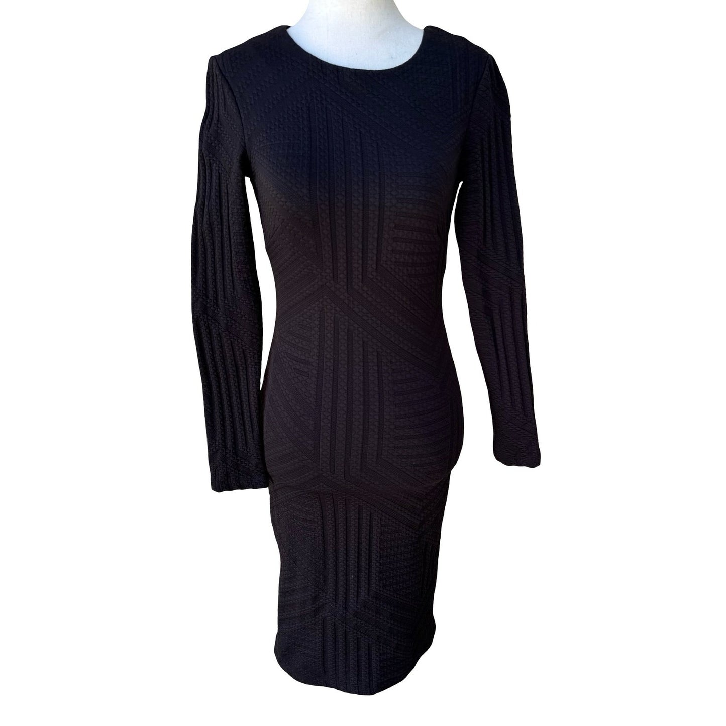 Bebe Y2K Minimalist Textured Cocktail Party Bodycon LBD Little Black Dress XXS
