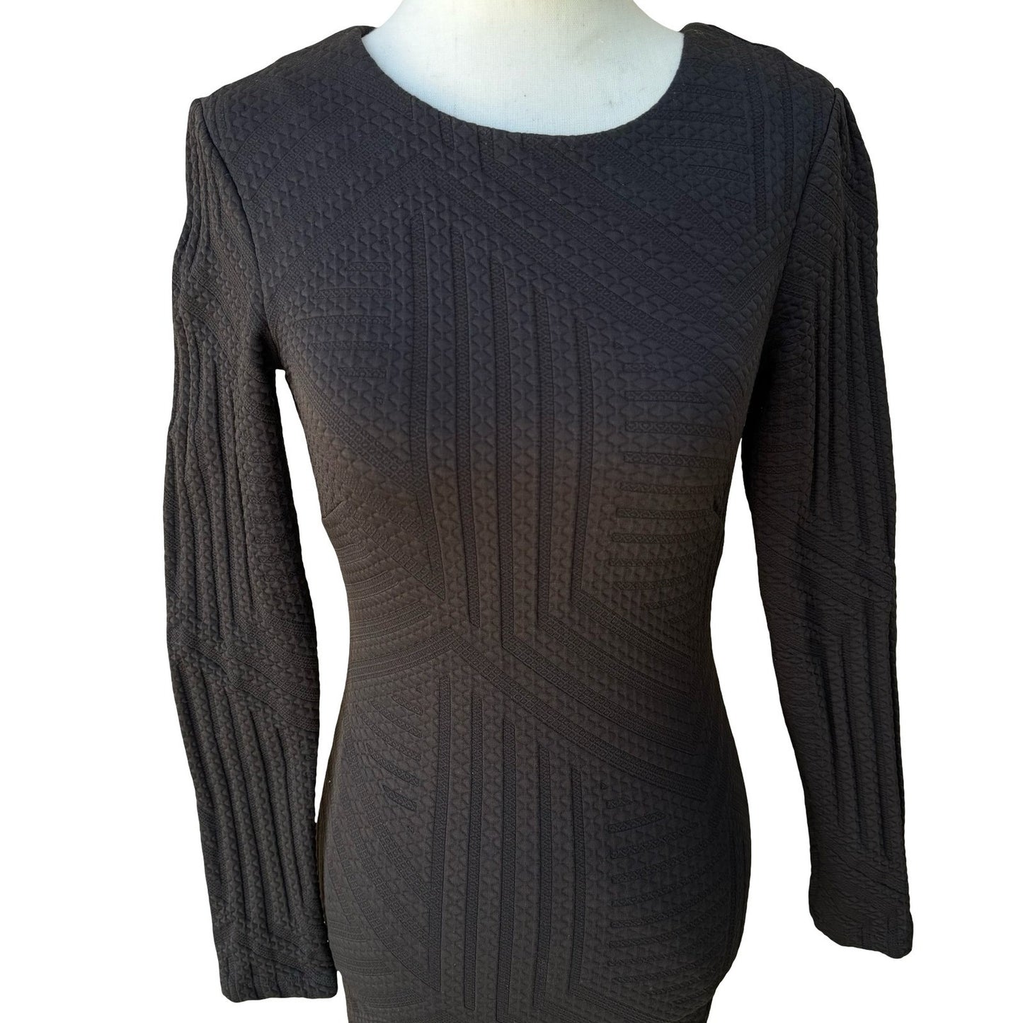 Bebe Y2K Minimalist Textured Cocktail Party Bodycon LBD Little Black Dress XXS