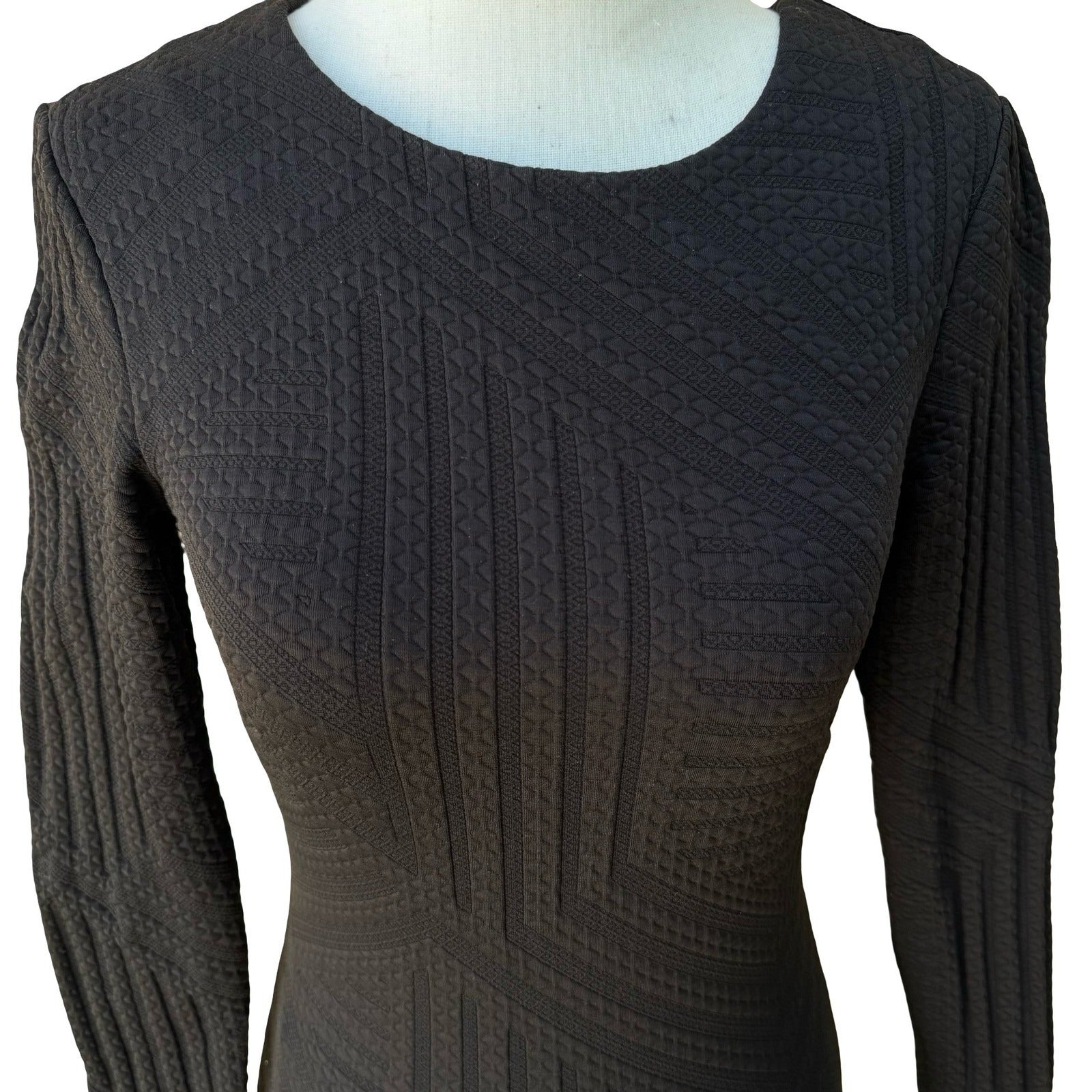 Bebe Y2K Minimalist Textured Cocktail Party Bodycon LBD Little Black Dress XXS