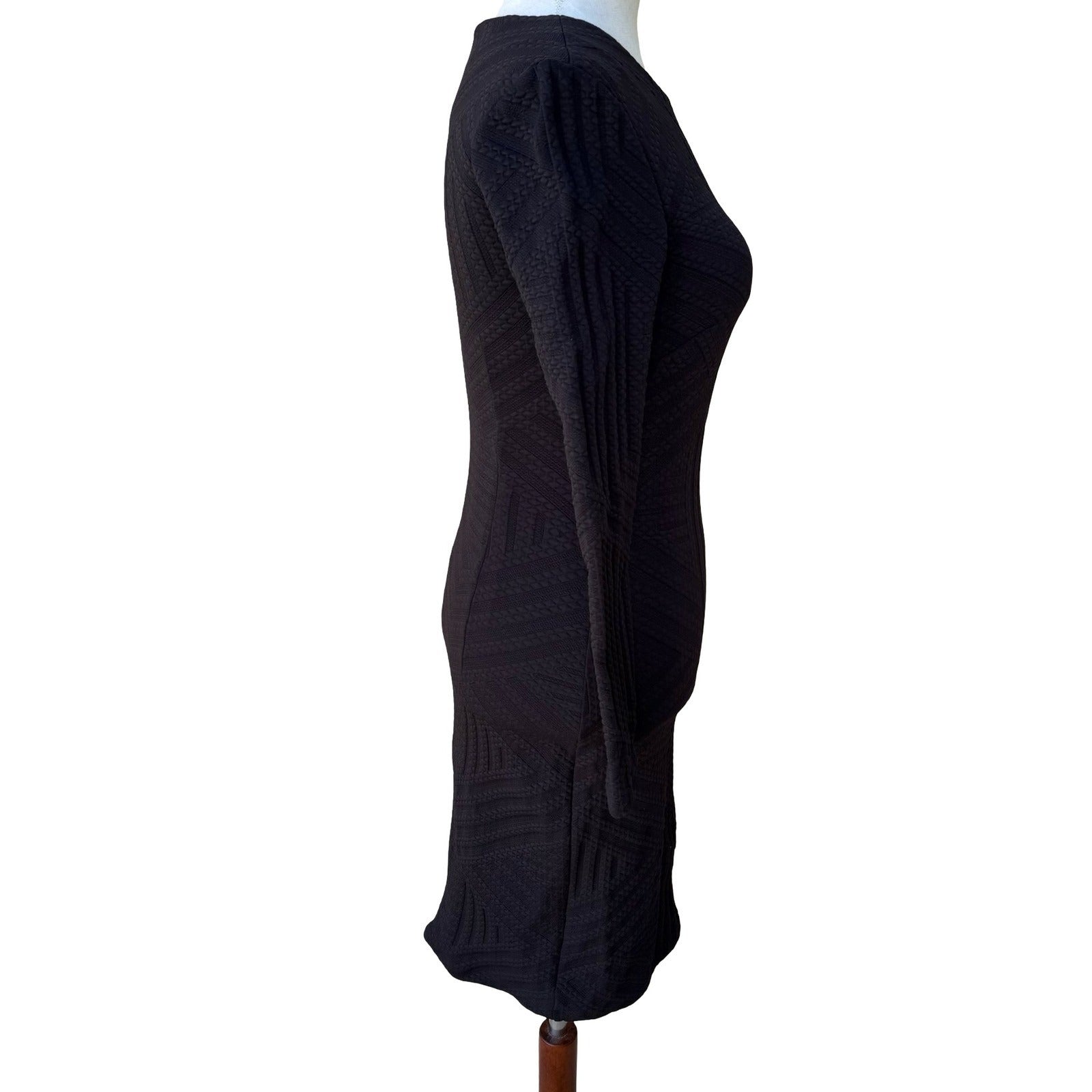 Bebe Y2K Minimalist Textured Cocktail Party Bodycon LBD Little Black Dress XXS