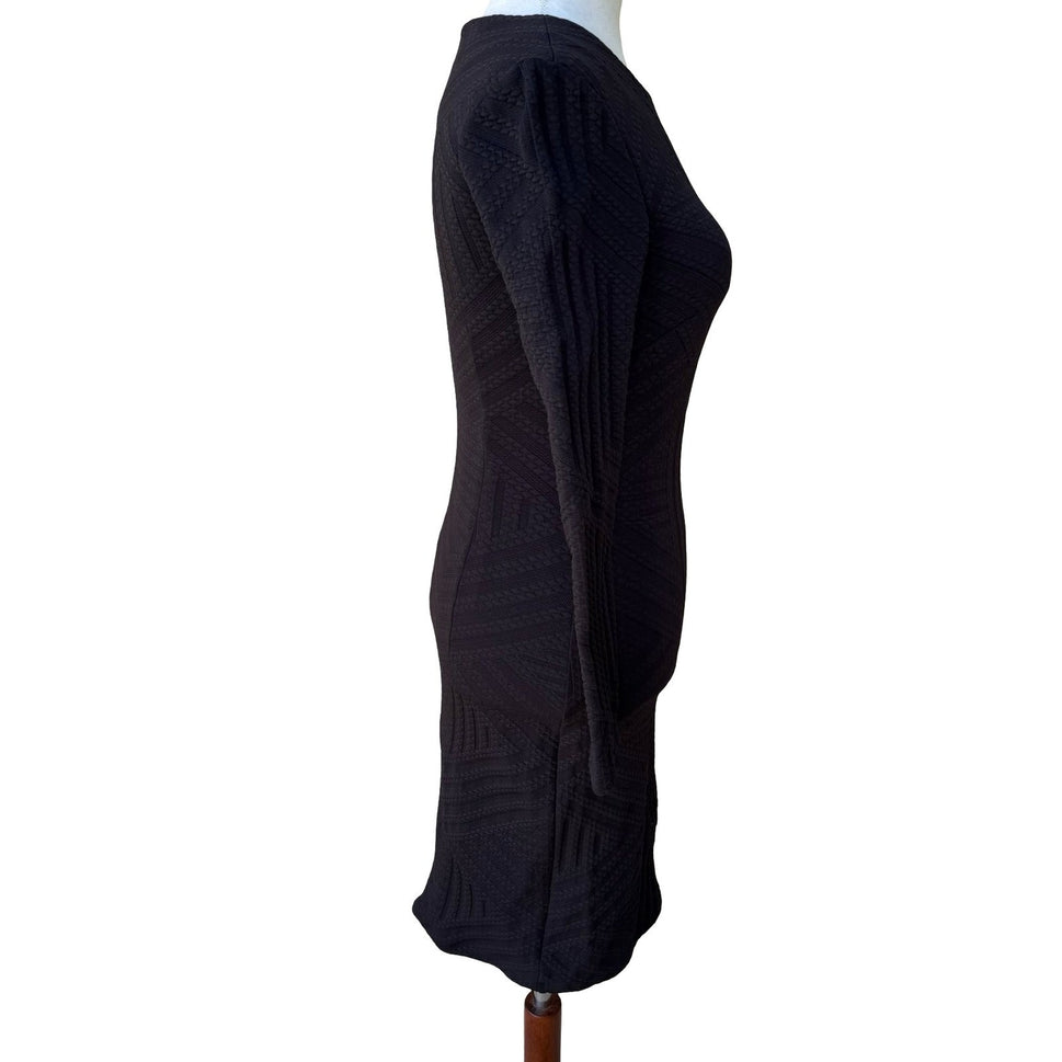 Bebe Y2K Minimalist Textured Cocktail Party Bodycon LBD Little Black Dress XXS