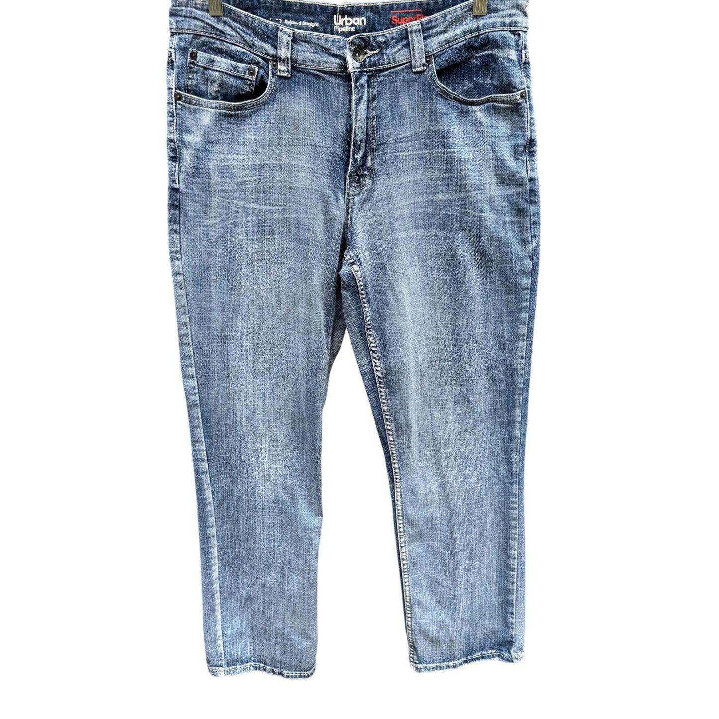 Urban Pipeline Mens Super Flex Light Wash Relaxed Straight Fit Denim Jeans