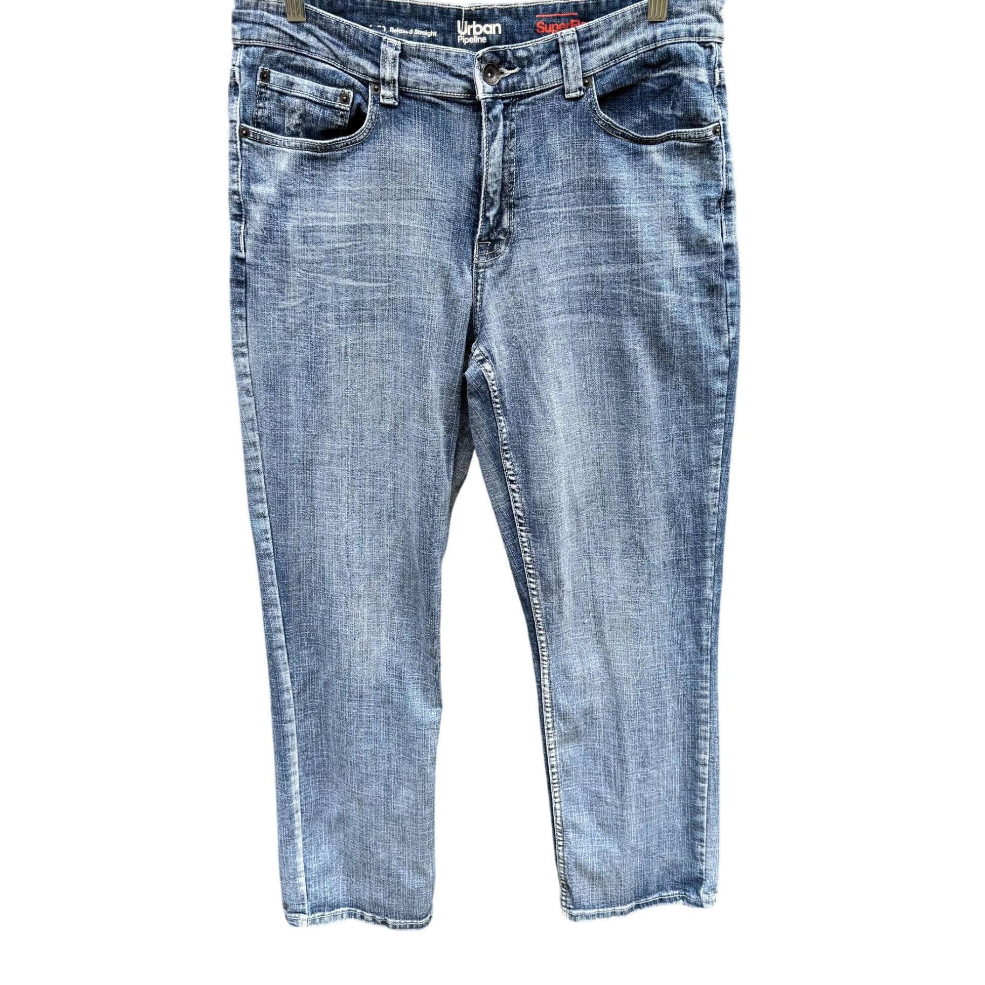 Urban Pipeline Mens Super Flex Light Wash Relaxed Straight Fit Denim Jeans