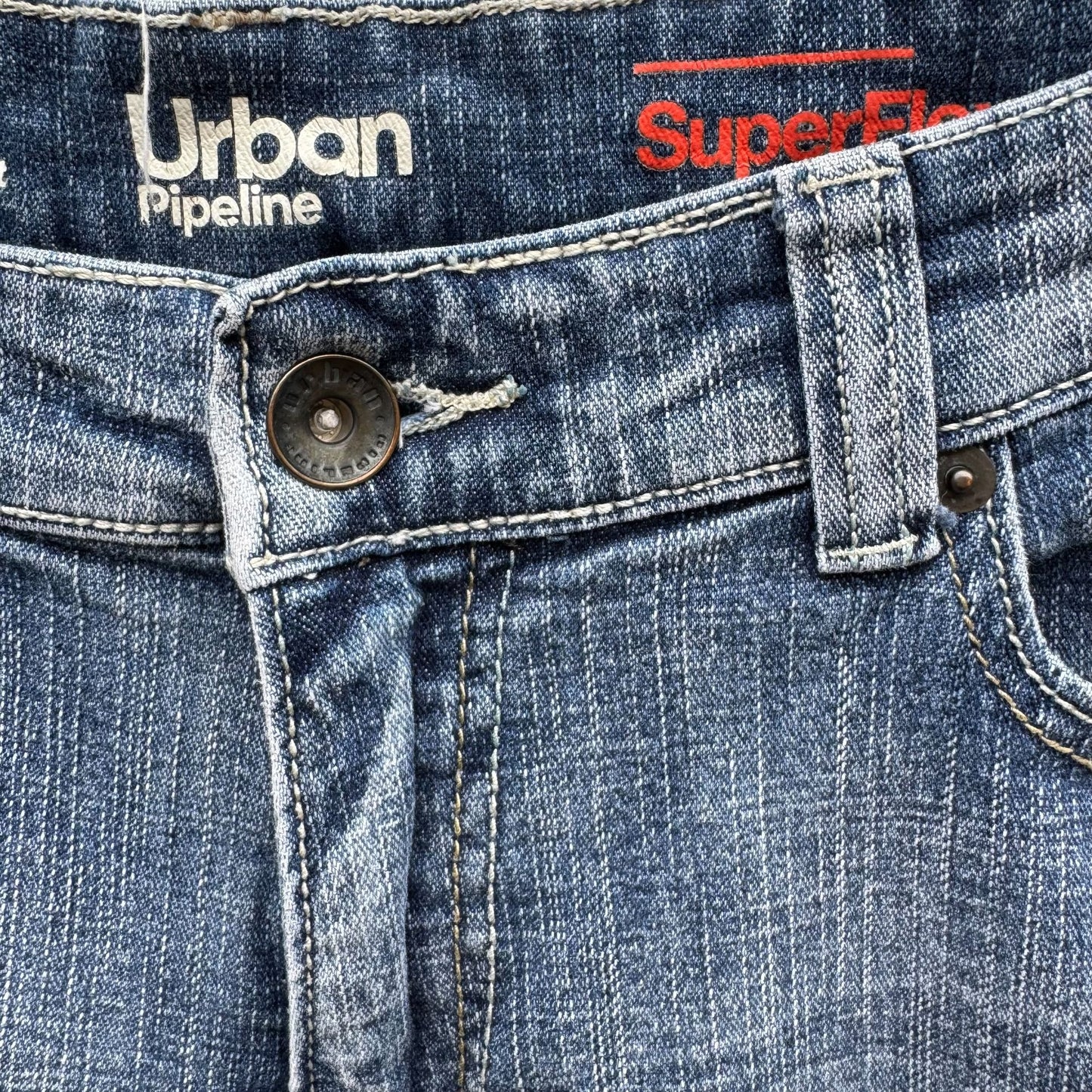 Urban Pipeline Mens Super Flex Light Wash Relaxed Straight Fit Denim Jeans