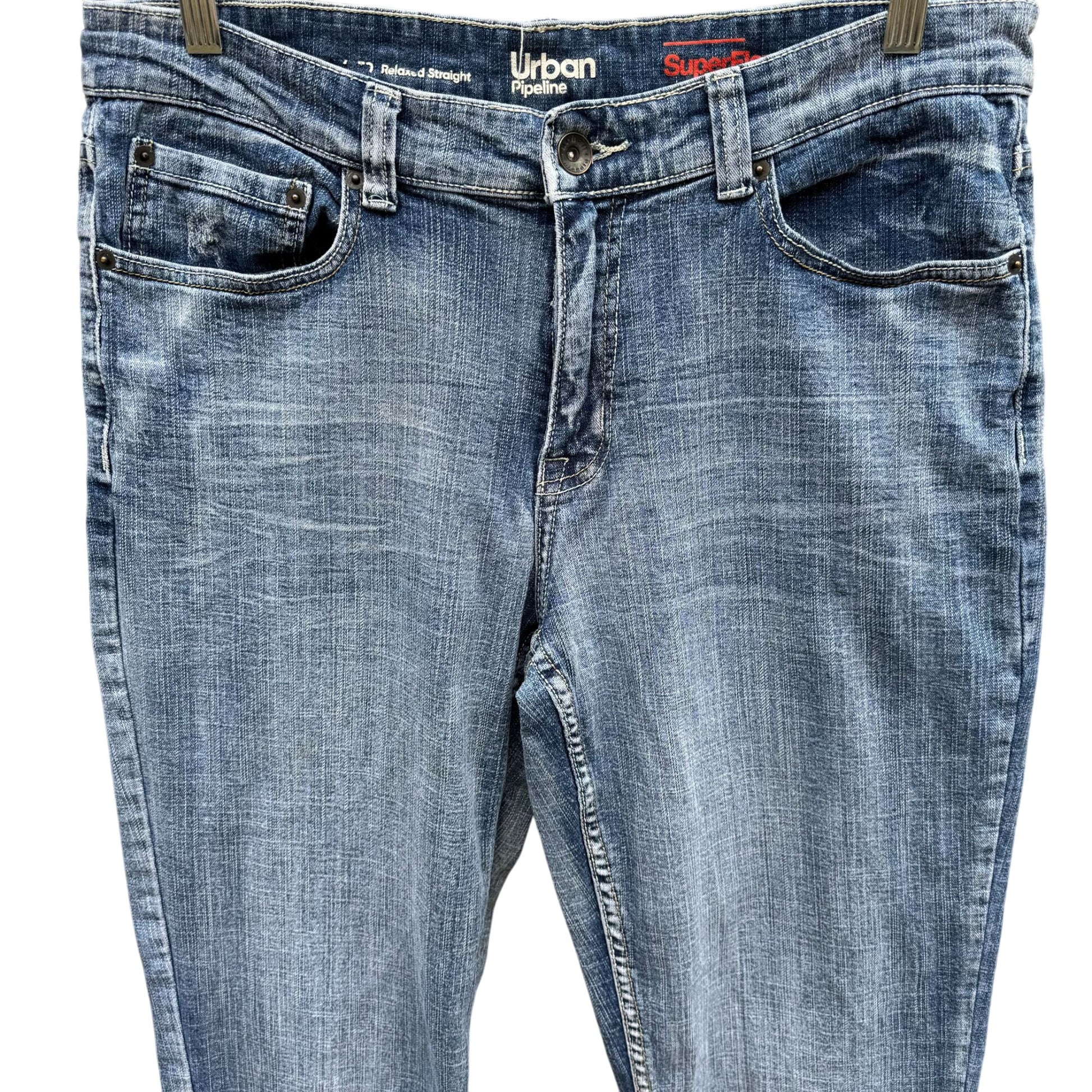 Urban Pipeline Mens Super Flex Light Wash Relaxed Straight Fit Denim Jeans