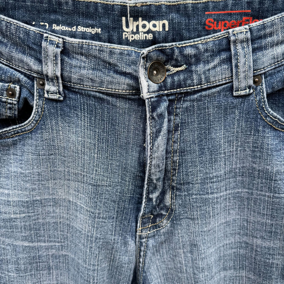 Urban Pipeline Mens Super Flex Light Wash Relaxed Straight Fit Denim Jeans