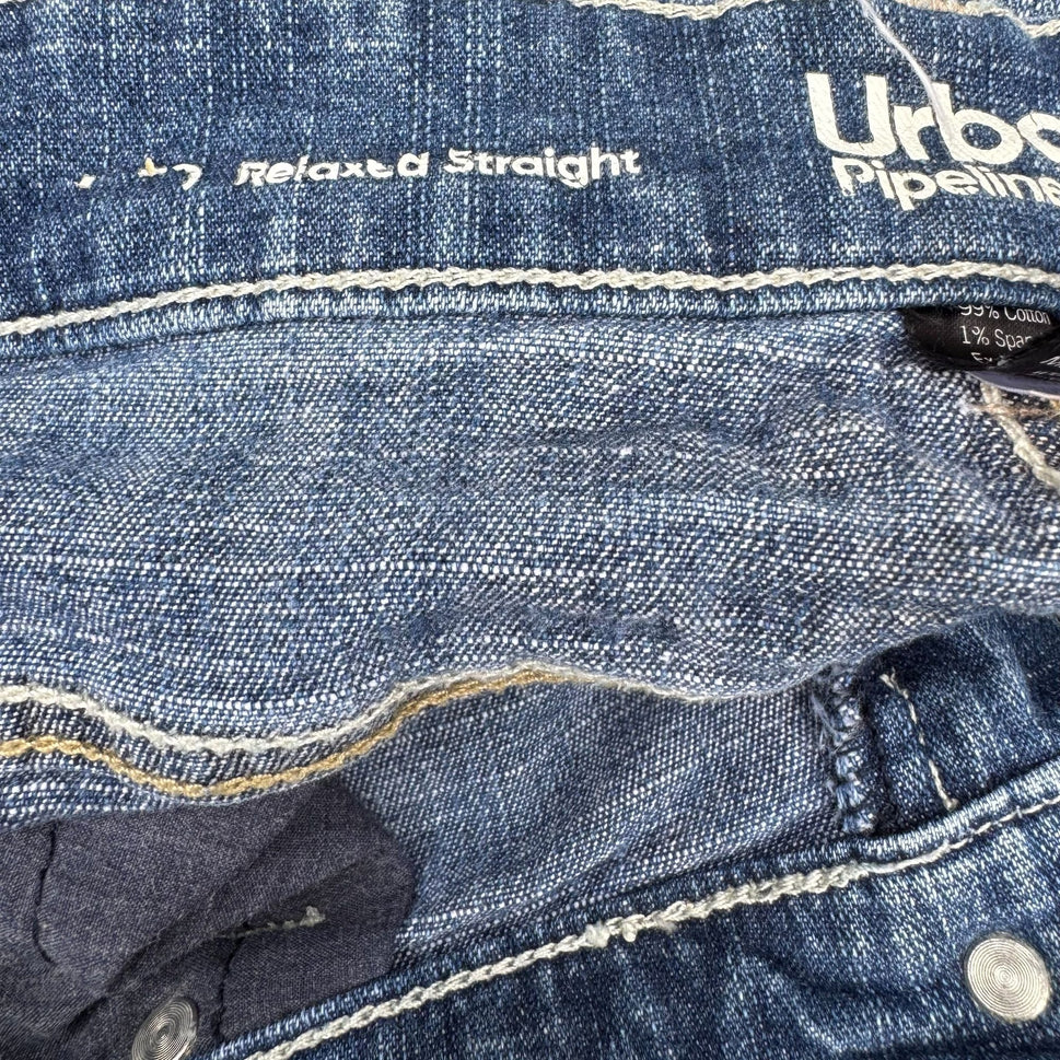 Urban Pipeline Mens Super Flex Light Wash Relaxed Straight Fit Denim Jeans