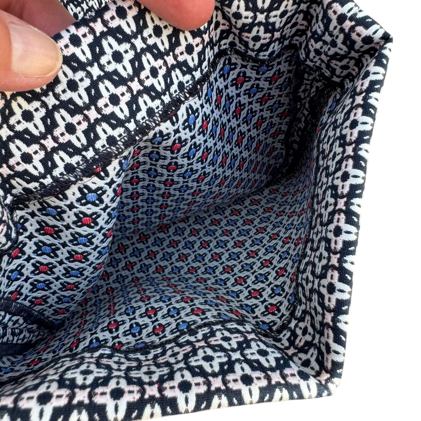 Elie Tahari Marcia Stretch Navy White Geometric Print Cuffed Dress Pants New 16