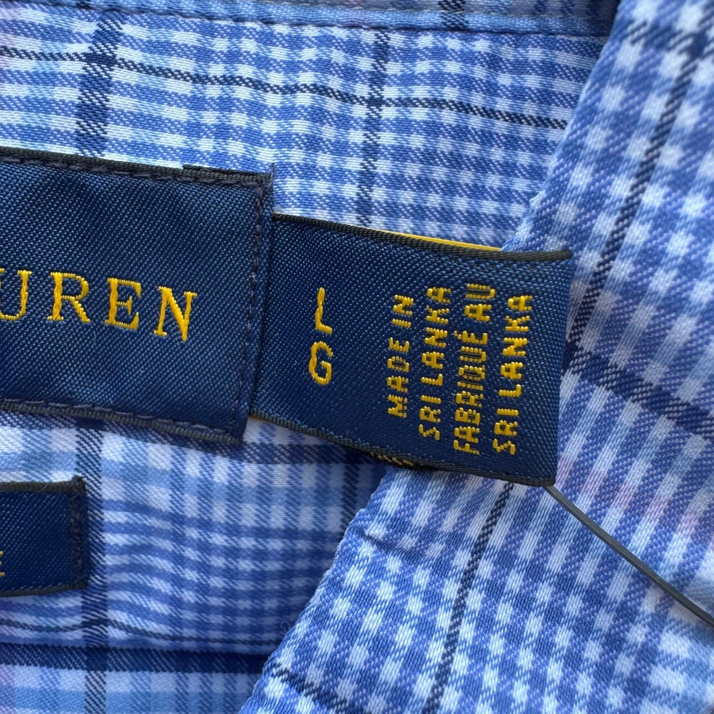 Polo Ralph Lauren Preppy Plaid Classic Fit Performance Shirt Blue Mens L NEW